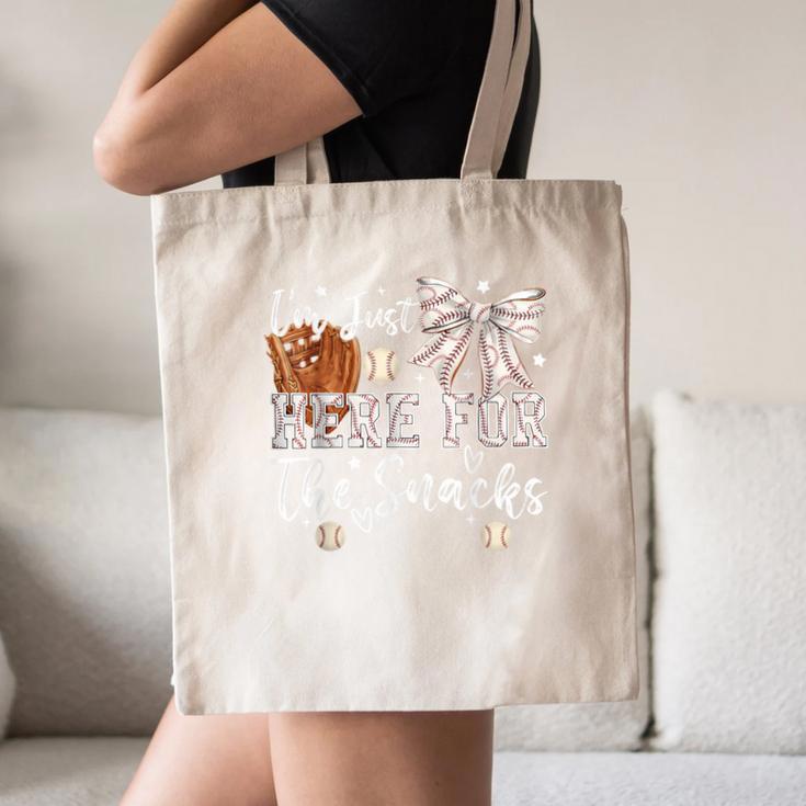 I'm Just Here For The Snacks Baseball Coquette Game Day Girl Canvas Tote Bag