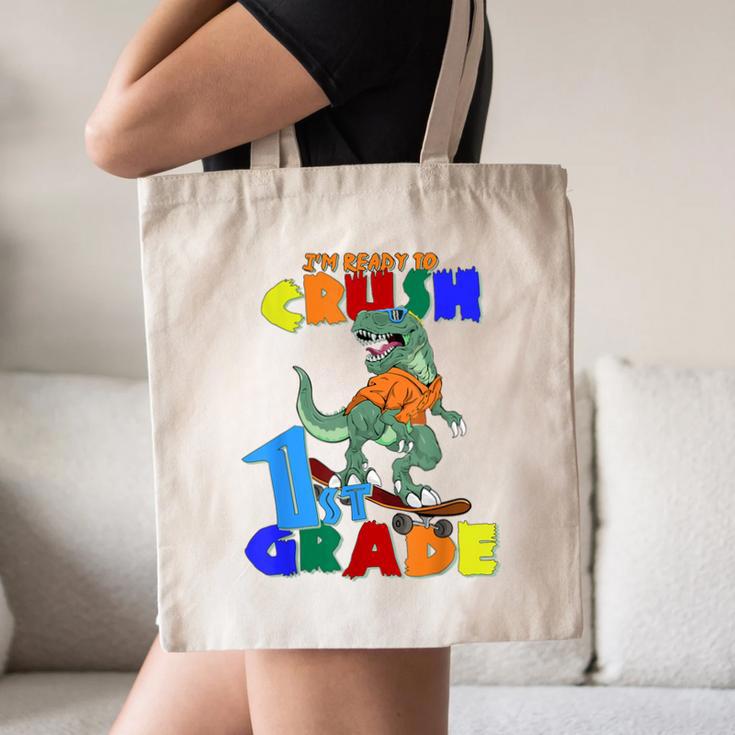 I'm Ready To Crush 1st Grade Dinosaur Back To School T-Rex Canvas Tote Bag I'm Ready To Crush 1st Grade Dinosaur Back To School T-Rex Canvas Tote Bag