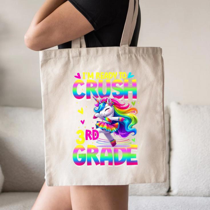 I'm Ready To Crush 3rd Grade Back To School Dancing Unicorn Canvas Tote Bag