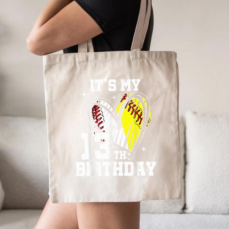It's My 13th Birthday Baseball Softball Heart 13 Year Old Canvas Tote Bag It's My 13th Birthday Baseball Softball Heart 13 Year Old Canvas Tote Bag