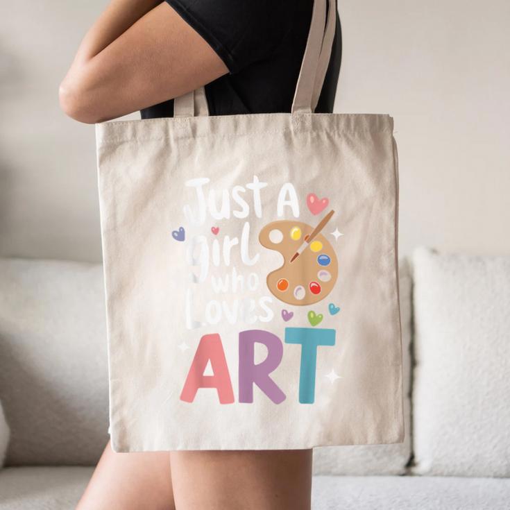 Just a Girl Who Loves Art Cute Back To School Kids Girls Canvas Tote Bag