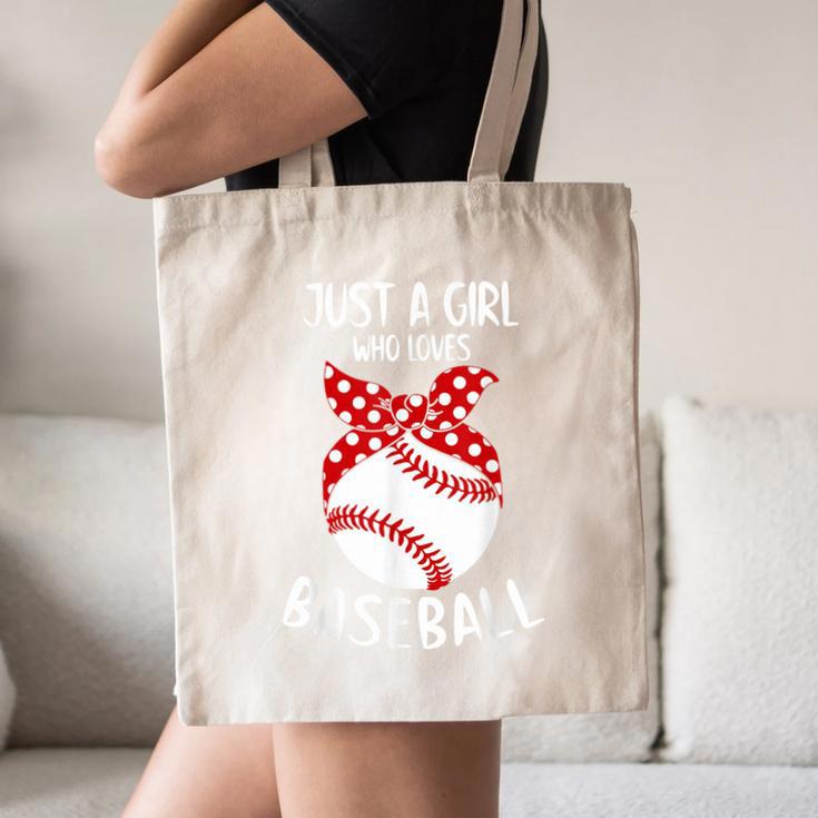 Just A Girl Who Loves Baseball Cute Retro Baseball Lover Canvas Tote Bag