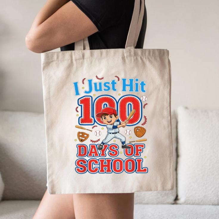 I Just Hit 100 Days Of School Baseball 100th Day Boys Kids Canvas Tote Bag