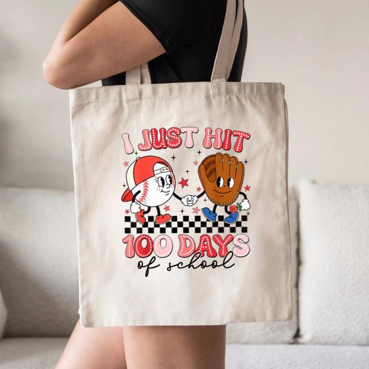 I Just Hit 100 Days Of School Baseball Boy Girl Teacher Canvas Tote Bag