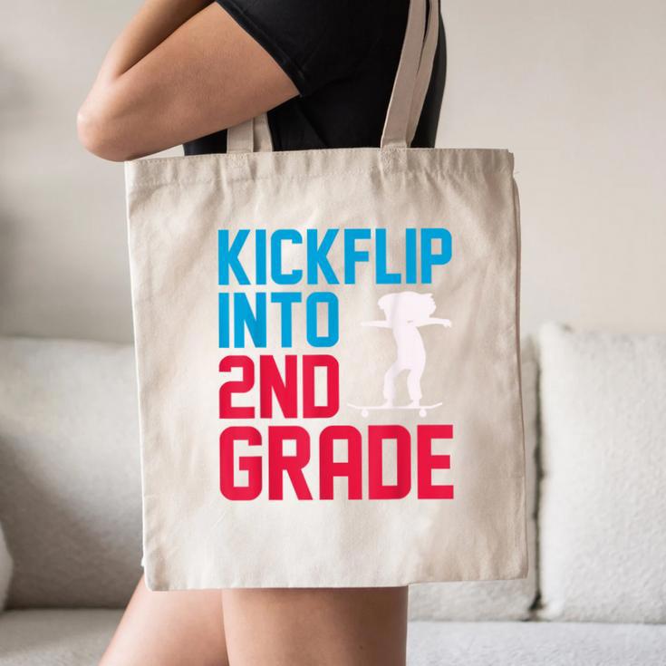 Kickflip Into 2nd Grade Skateboard Lover Back To School Canvas Tote Bag
