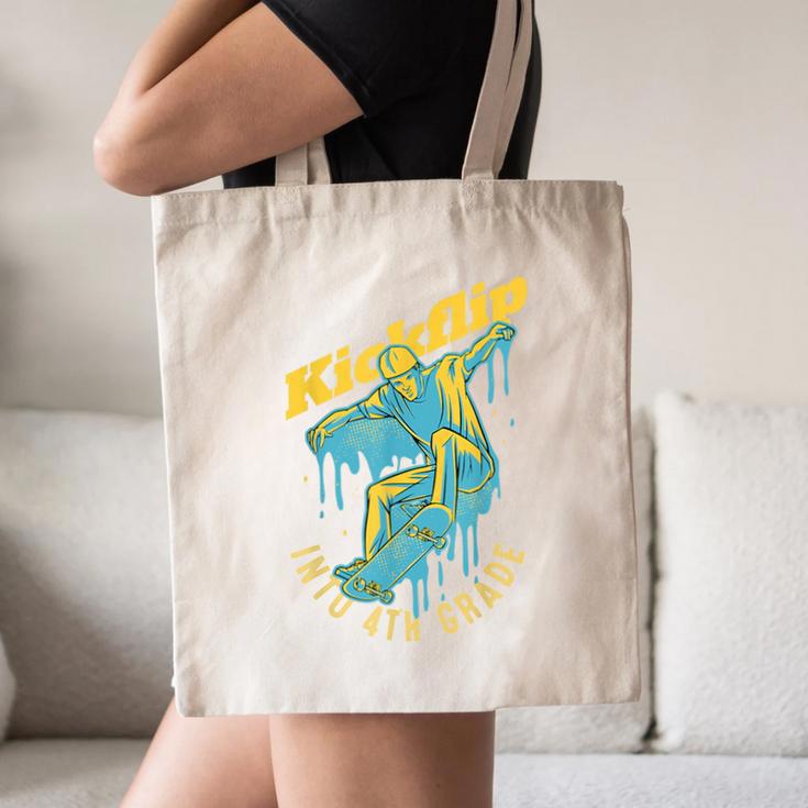 Kickflip Into 4th Grade Skateboard Lover Back To School Canvas Tote Bag