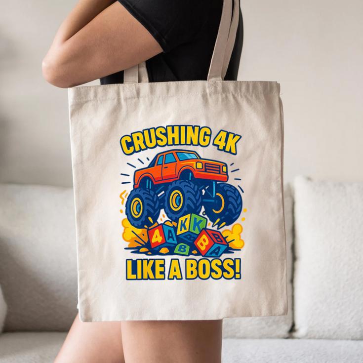 Kids 4k Boys Back To School Shirt Monster Truck Crushing 4k Canvas Tote Bag Kids 4k Boys Back To School Shirt Monster Truck Crushing 4k Canvas Tote Bag