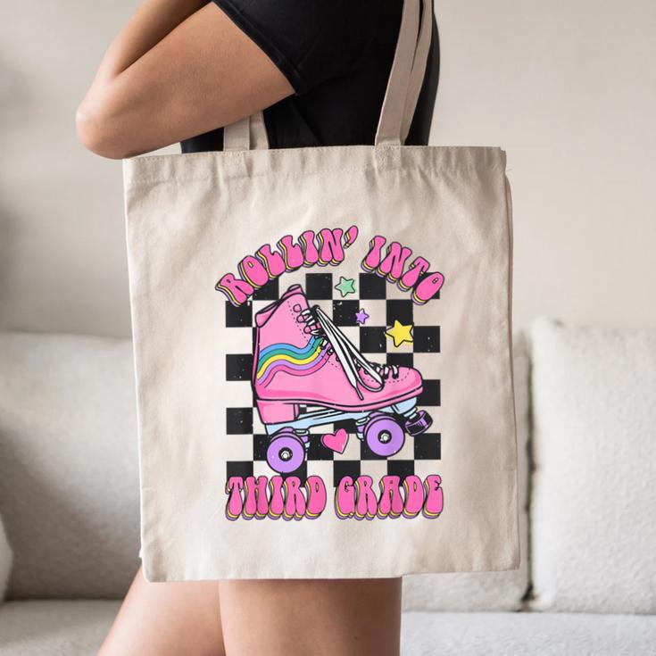 Kids Back To School Skating Rollin Into Third 3rd Grade Canvas Tote Bag Kids Back To School Skating Rollin Into Third 3rd Grade Canvas Tote Bag