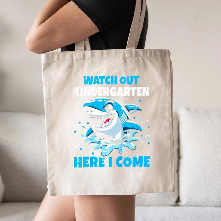 Kids Back To School Watch Out Kindergarten Here I Come Shark Boys Canvas Tote Bag