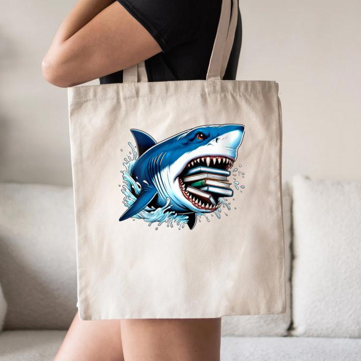 Kids Shark With School Books Back To School Shark Lovers Canvas Tote Bag Kids Shark With School Books Back To School Shark Lovers Canvas Tote Bag