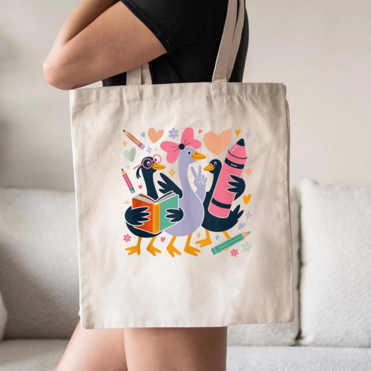 Kindergarten 1st Grade Goose Back To School Girls Canvas Tote Bag