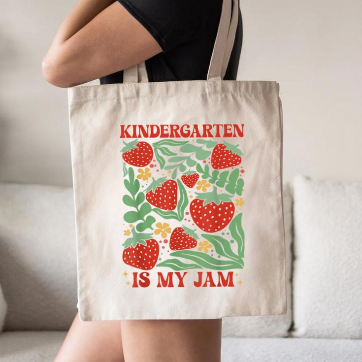 Kindergarten Is My Jam Boho Floral Strawberry Back To School Canvas Tote Bag Kindergarten Is My Jam Boho Floral Strawberry Back To School Canvas Tote Bag