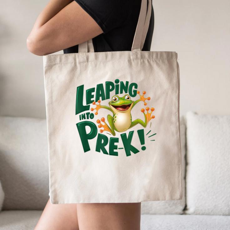 Leaping Into Pre-K Jumping Tree Frog Back To School Fun Canvas Tote Bag Leaping Into Pre-K Jumping Tree Frog Back To School Fun Canvas Tote Bag