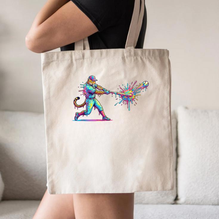 Leopard Baseball Player Ice Cream Drip For Boys Kids Canvas Tote Bag