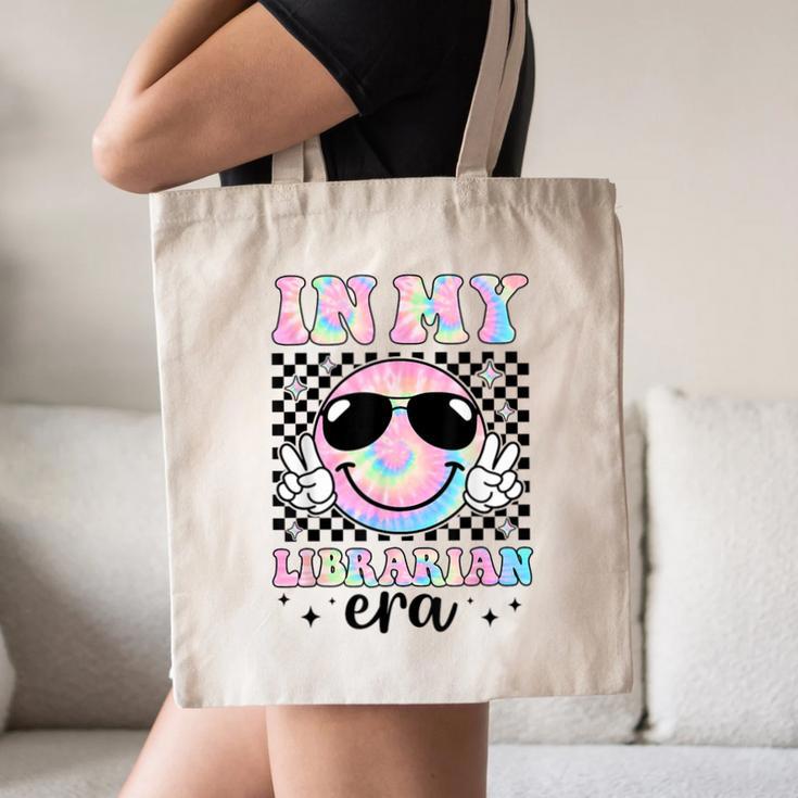 In My Librarian Era Groovy Tie Dye Back To School Canvas Tote Bag