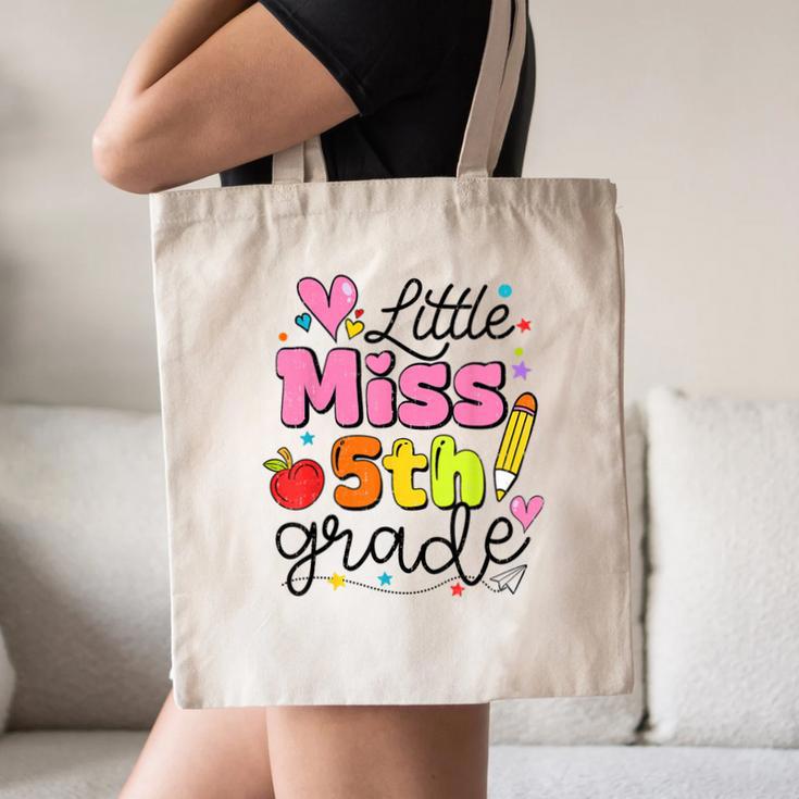 Little Miss 5th Grade Back To School Cute Fifth Grade Girls Canvas Tote Bag