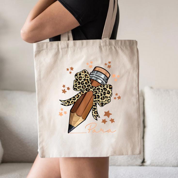 Melanin Pencil Leopard Bow Para Back To School Canvas Tote Bag