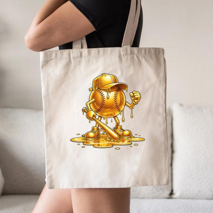Melting Baseball Mascot Slugger Bat Cap Cartoon Canvas Tote Bag Melting Baseball Mascot Slugger Bat Cap Cartoon Canvas Tote Bag