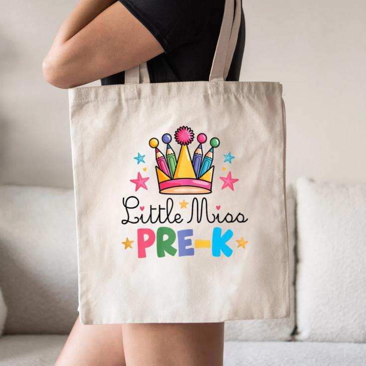Miss Pre-K Pencils Crown Cute Back To School First Day Girls Canvas Tote Bag Miss Pre-K Pencils Crown Cute Back To School First Day Girls Canvas Tote Bag