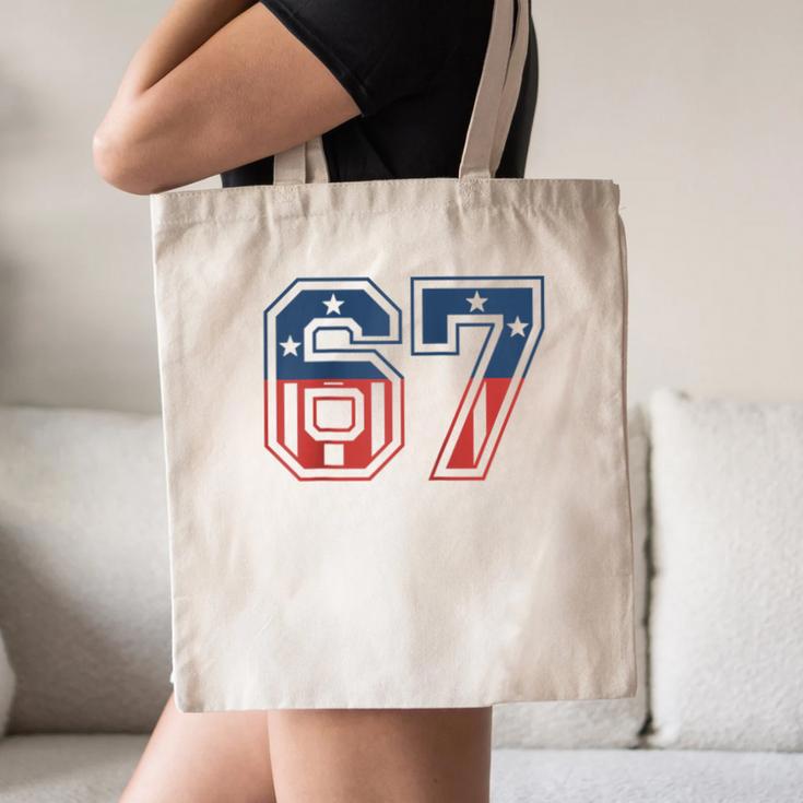 Number 67 USA Raglan Baseball Tee Canvas Tote Bag