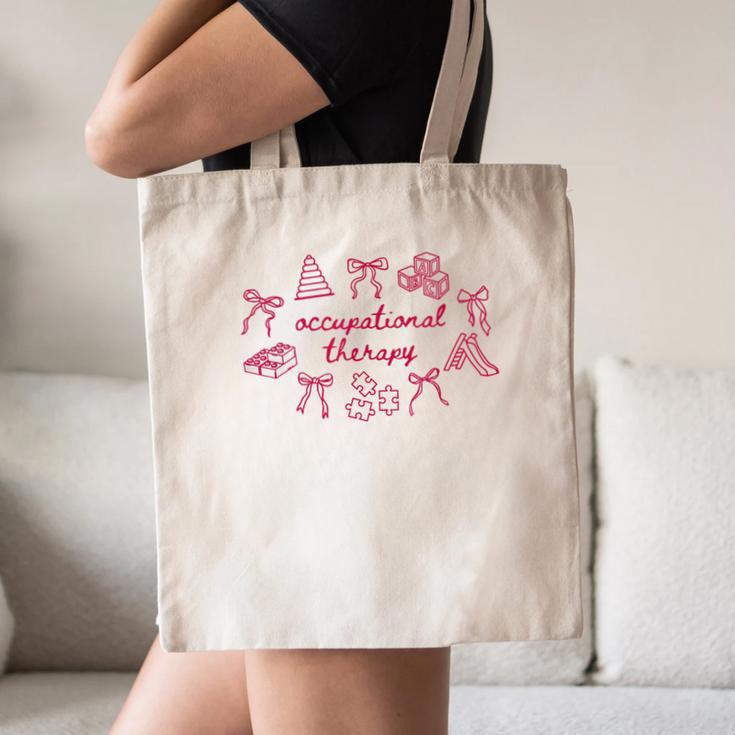Occupational Therapy Coquette Bow OT COTA Back To School Canvas Tote Bag Occupational Therapy Coquette Bow OT COTA Back To School Canvas Tote Bag