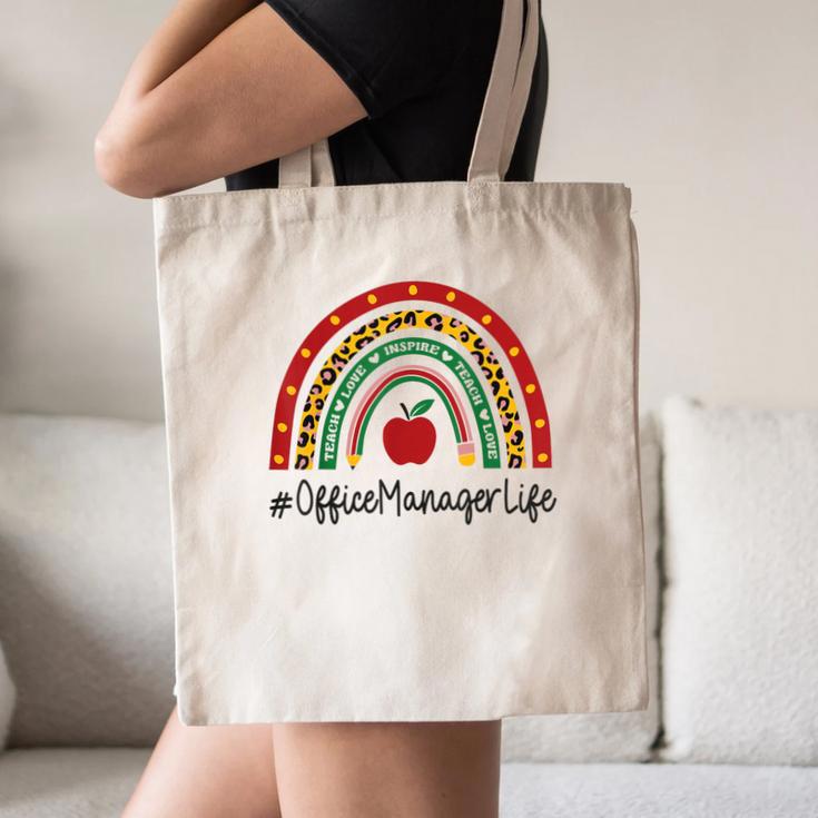 Office Manager Rainbow Appreciation Day Hello Back To School Canvas Tote Bag Office Manager Rainbow Appreciation Day Hello Back To School Canvas Tote Bag