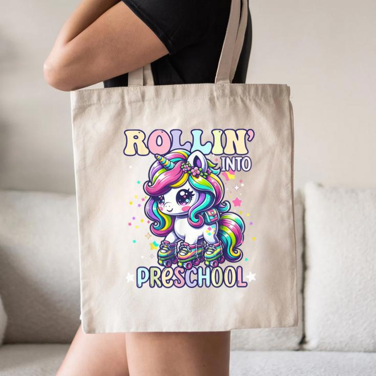Preschool Back To School First Day Girls PreK Rollin Unicorn Canvas Tote Bag Preschool Back To School First Day Girls PreK Rollin Unicorn Canvas Tote Bag