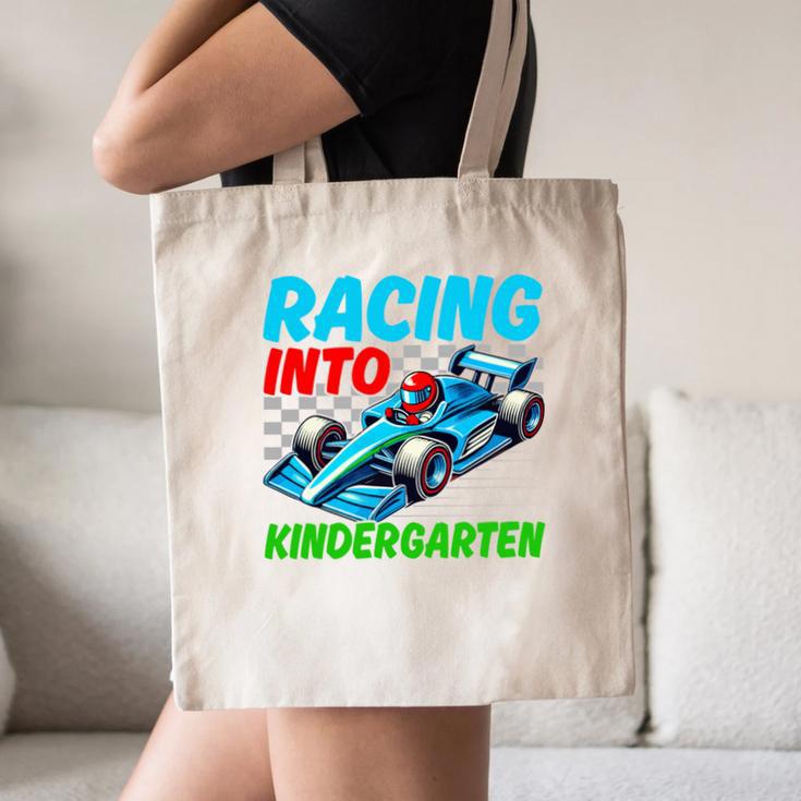 Racing Into Kindergarten Race Car Driver Back To School Performance Canvas Tote Bag