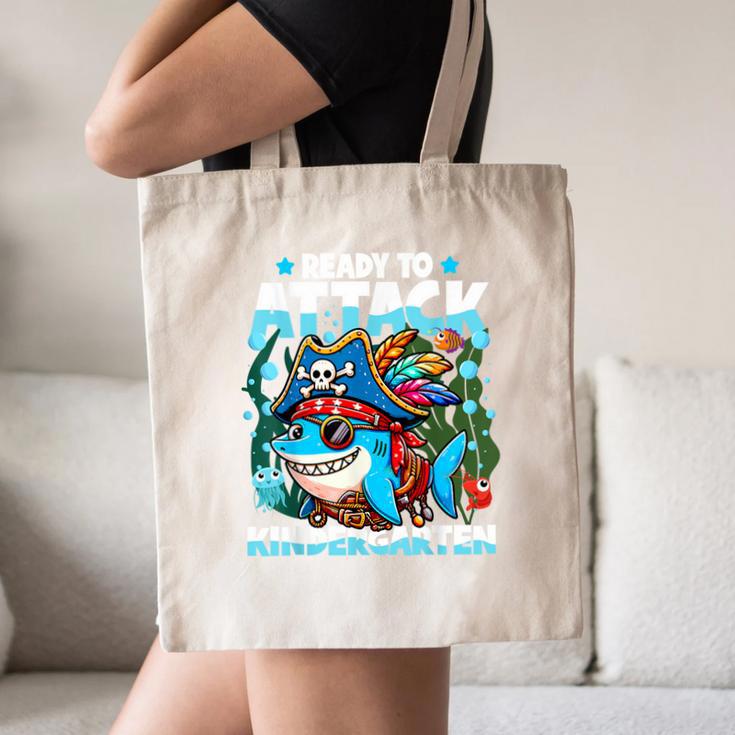 Ready To Attack Kindergarten Pirate Shark Back To School Canvas Tote Bag Ready To Attack Kindergarten Pirate Shark Back To School Canvas Tote Bag