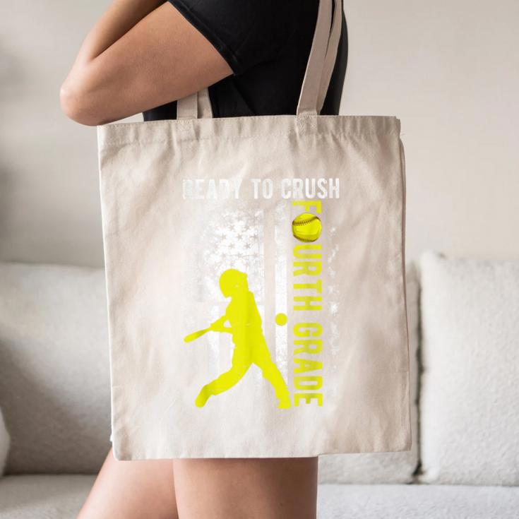 Ready To Crush Fourth Grade Softball USA Flag Back To School Canvas Tote Bag Ready To Crush Fourth Grade Softball USA Flag Back To School Canvas Tote Bag