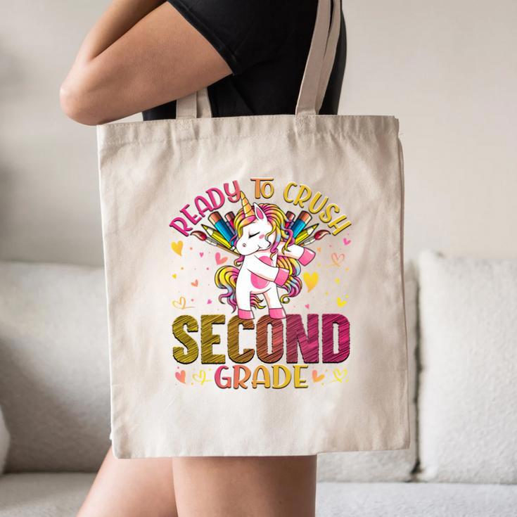 Ready To Crush Second 2nd Grade Back To School Unicorn Kids Performance Canvas Tote Bag Ready To Crush Second 2nd Grade Back To School Unicorn Kids Performance Canvas Tote Bag