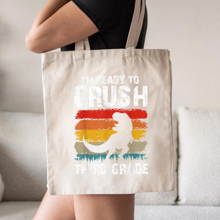 Ready Crush Third 3rd Grade Dinosaur Back To School Boys Canvas Tote Bag