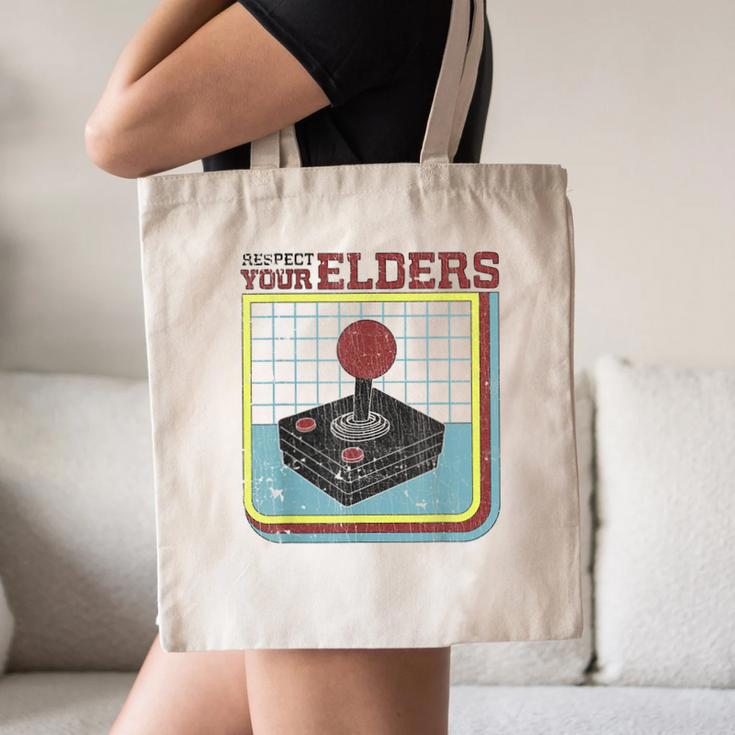 Respect Your Elders Retro Gamer Joystick Back To School Canvas Tote Bag Respect Your Elders Retro Gamer Joystick Back To School Canvas Tote Bag
