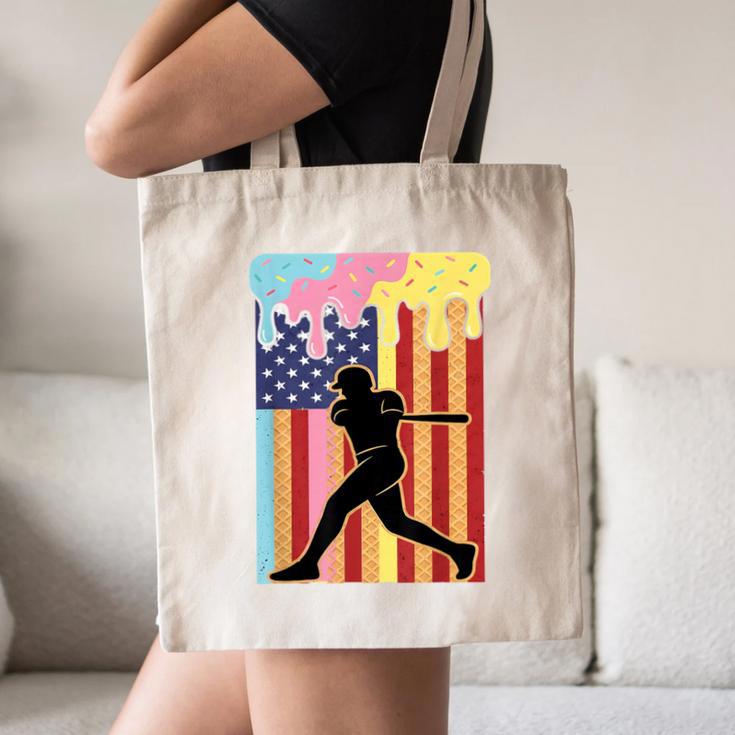 Retro Baseball Drip Boys Ice Cream Patriotic American Flag Canvas Tote Bag Retro Baseball Drip Boys Ice Cream Patriotic American Flag Canvas Tote Bag