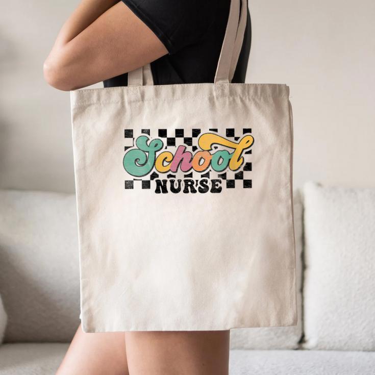 Retro Checkered School Nurse Squad Back To School Graduation Canvas Tote Bag