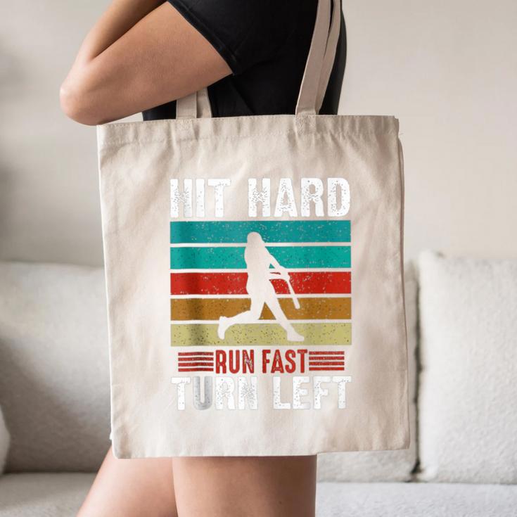 Retro Hit Hard Run Fast Turn Left Baseball Lover Canvas Tote Bag Retro Hit Hard Run Fast Turn Left Baseball Lover Canvas Tote Bag