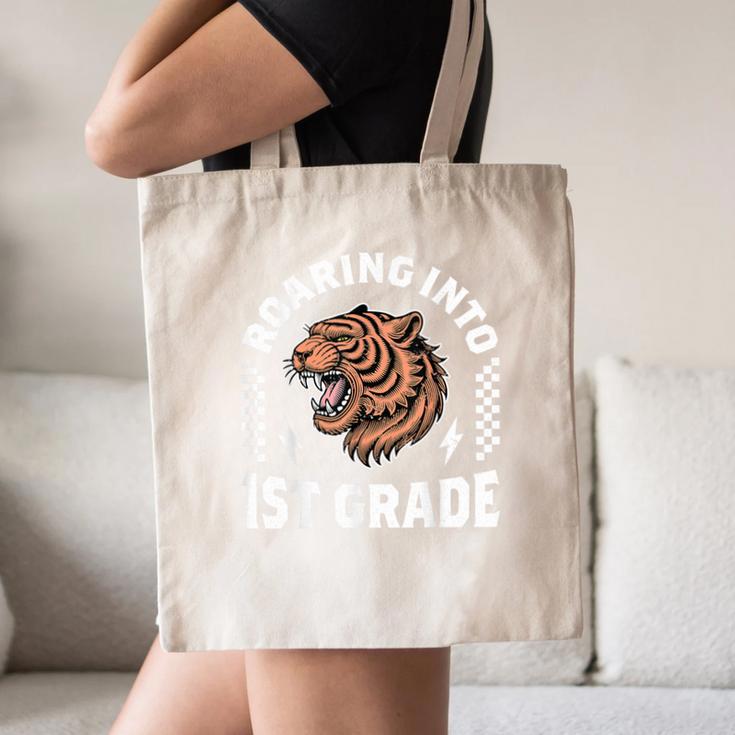 Roaring Into 1st Grade Roaring Tiger Back To School Boy Girl Canvas Tote Bag