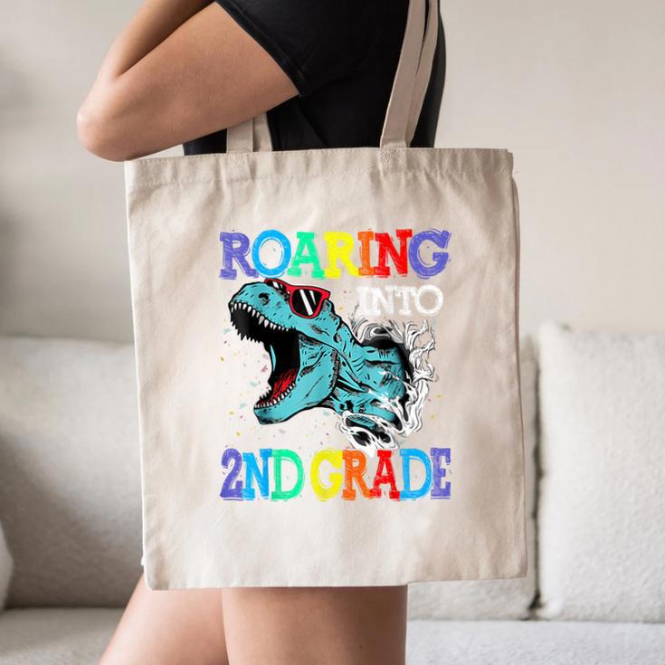 Roaring Into 2Nd Grade DinosaurRex Back To School Canvas Tote Bag Roaring Into 2Nd Grade DinosaurRex Back To School Canvas Tote Bag