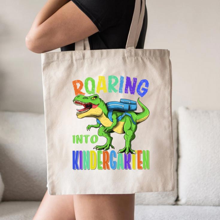 Roaring Into Kindergarten DinosaurRex Back To School Boys Performance Canvas Tote Bag Roaring Into Kindergarten DinosaurRex Back To School Boys Performance Canvas Tote Bag