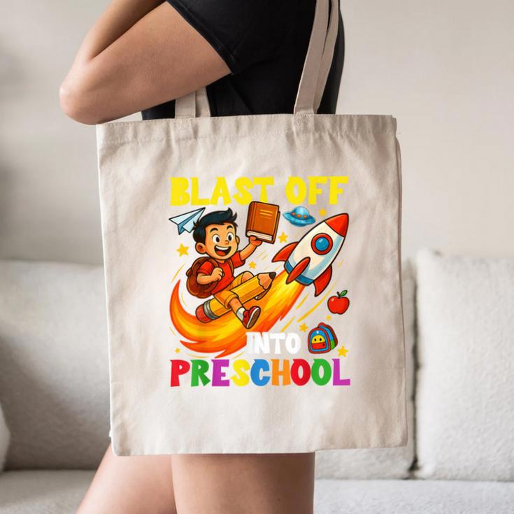 Rocket Blast Off Into Preschool Back To School Canvas Tote Bag Rocket Blast Off Into Preschool Back To School Canvas Tote Bag