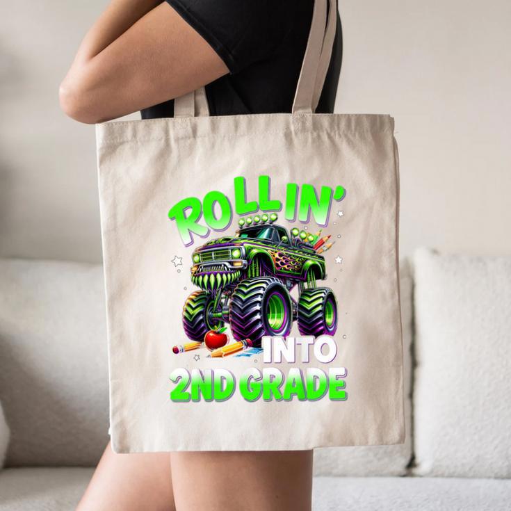 Rollin' Into 2nd Grade Monster Truck Back To School Boys Canvas Tote Bag Rollin' Into 2nd Grade Monster Truck Back To School Boys Canvas Tote Bag