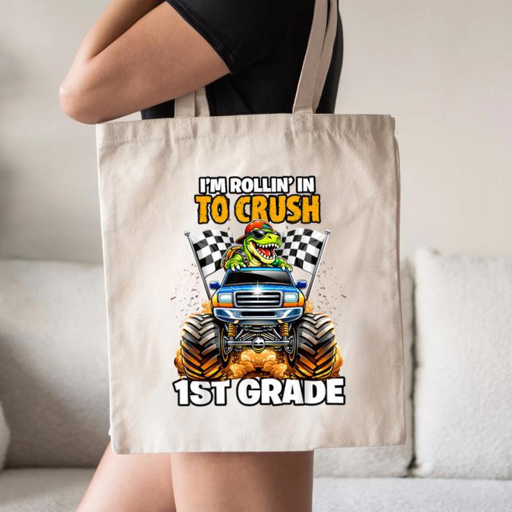 Rollin Crush Dinosaur Monster Truck Back To School 1st Grade Canvas Tote Bag Rollin Crush Dinosaur Monster Truck Back To School 1st Grade Canvas Tote Bag
