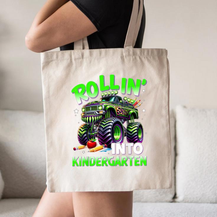 Rollin' Into Kindergarten Monster Truck Back To School Boys Canvas Tote Bag