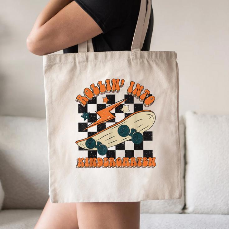 Rolling Into Kindergarten Retro Groovy Back To School Kids Canvas Tote Bag Rolling Into Kindergarten Retro Groovy Back To School Kids Canvas Tote Bag
