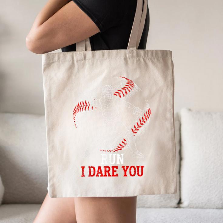 Run I Dare You Baseball Catcher Graphic Players Fans Canvas Tote Bag Run I Dare You Baseball Catcher Graphic Players Fans Canvas Tote Bag