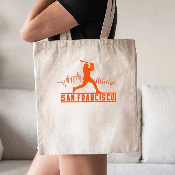 San Francisco Lovers Skyline Retro Baseball Heartbeat Men Canvas Tote Bag San Francisco Lovers Skyline Retro Baseball Heartbeat Men Canvas Tote Bag