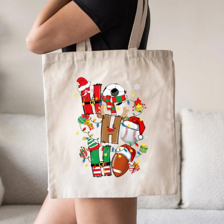 Santa Baseball Football Soccer Pajamas Ho Ho Christmas Xmas Canvas Tote Bag Santa Baseball Football Soccer Pajamas Ho Ho Christmas Xmas Canvas Tote Bag