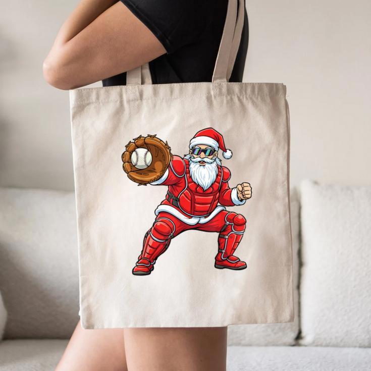 Santa Playing Baseball Baseball Lover Baseballer Xmas Canvas Tote Bag