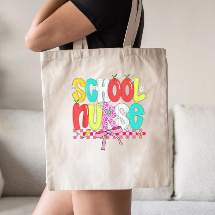 School Nurse Appreciation Day Coquette Bow Back To School Canvas Tote Bag