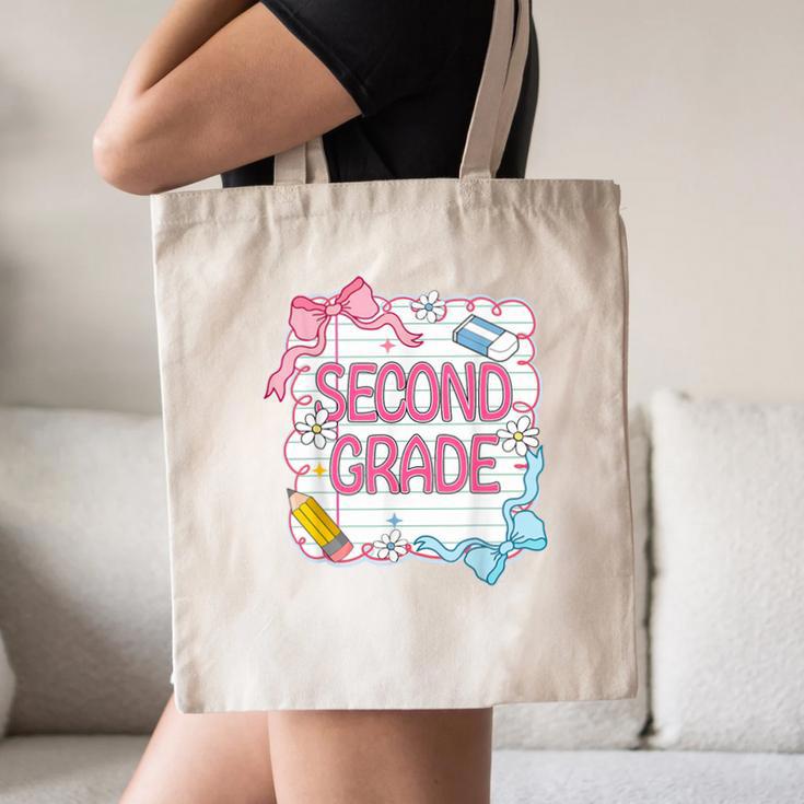Second Grade Girls Kids Back To School Girls Coquette Bows Canvas Tote Bag Second Grade Girls Kids Back To School Girls Coquette Bows Canvas Tote Bag